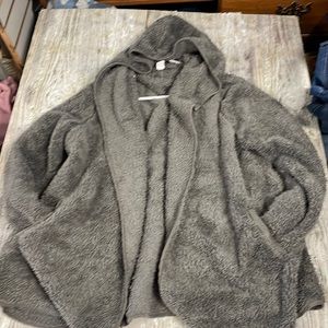 CY large Hooded Plush Sherpa Cardigan